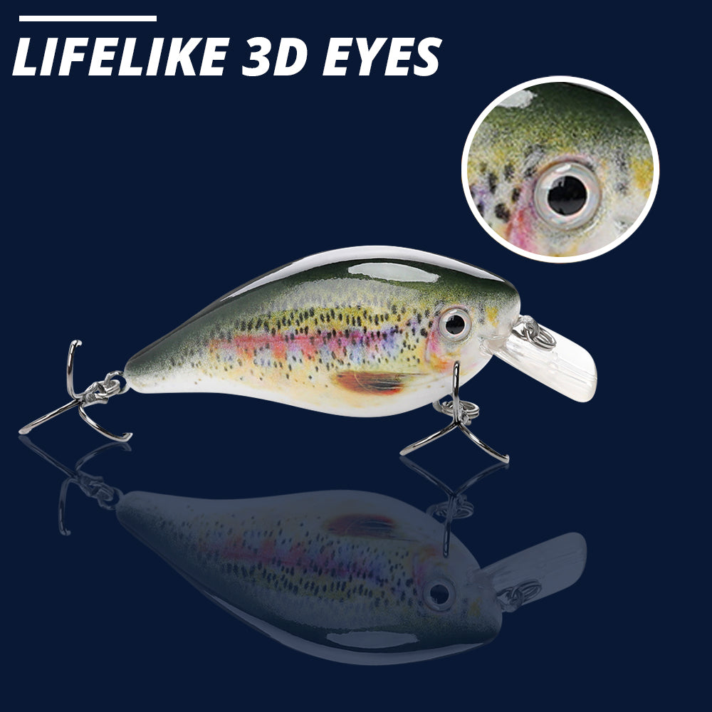 Medium Rainbow Trout Crankbait Floating Lure (75mm) - 3 Pack - Decoy Angling