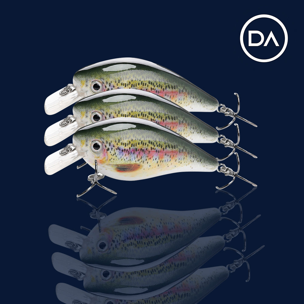 Medium Rainbow Trout Crankbait Floating Lure (75mm) - 3 Pack - Decoy Angling