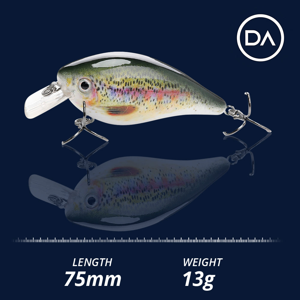 Medium Rainbow Trout Crankbait Floating Lure (75mm) - 3 Pack - Decoy Angling