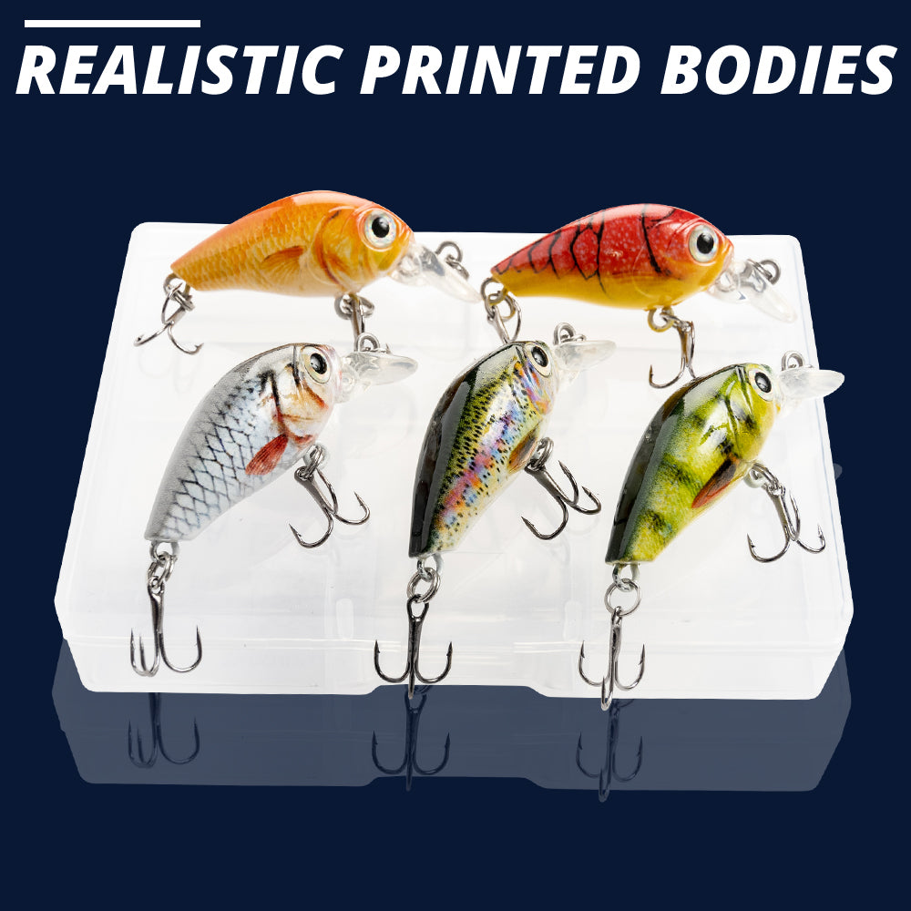 X Small Twister Mixed Crankbait Floating Lure (36mm) - 5 Pack - Decoy Angling