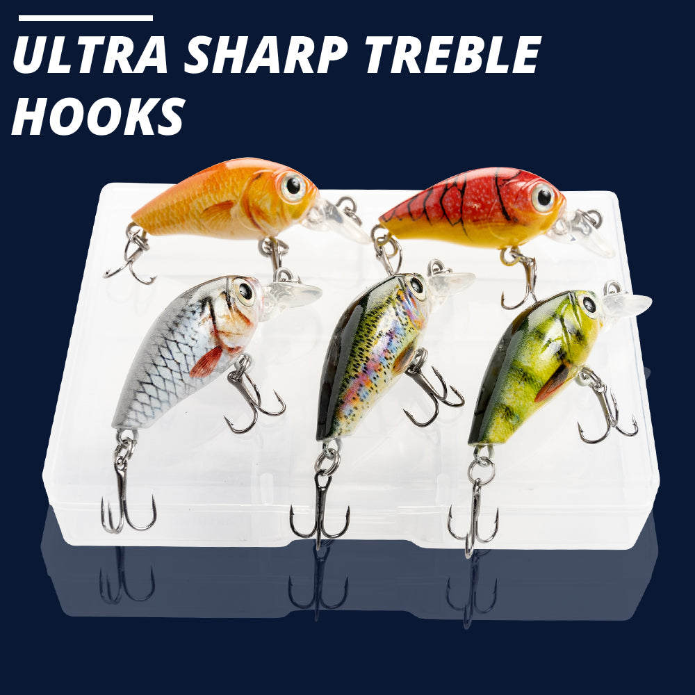 X Small Twister Mixed Crankbait Floating Lure (36mm) - 5 Pack - Decoy Angling